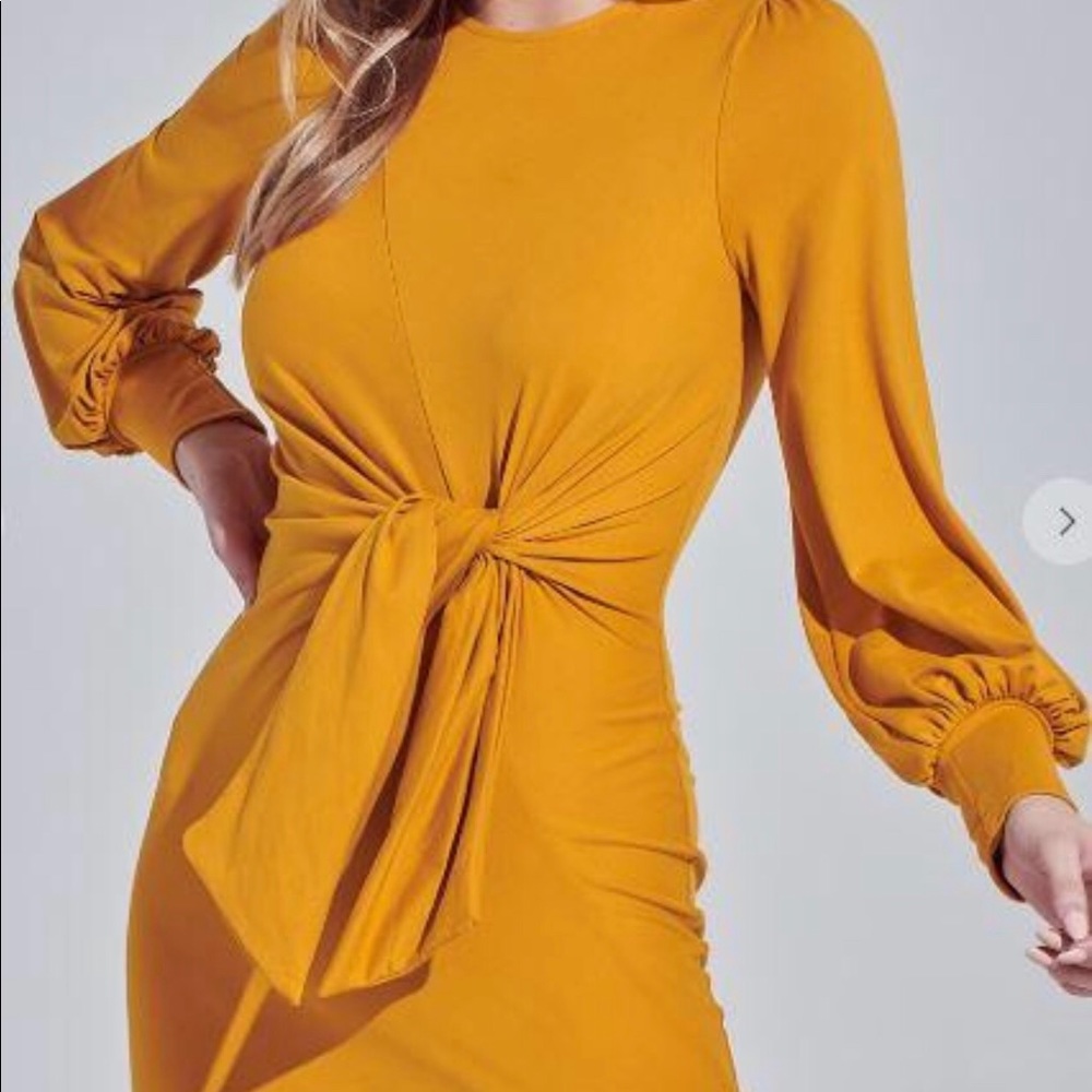 Knotted Mustard Dress